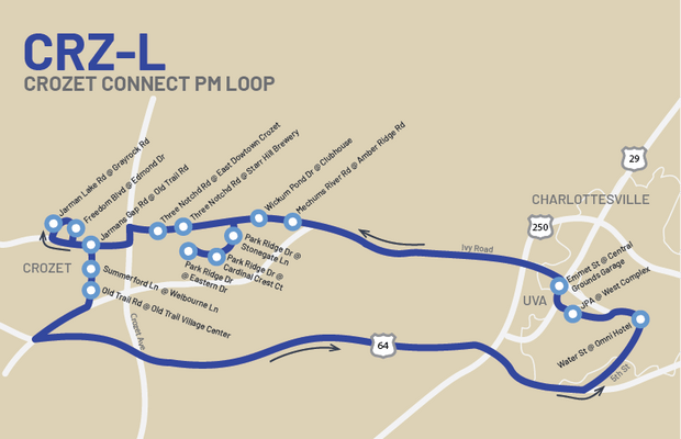 Crozet CONNECT AM Loop route